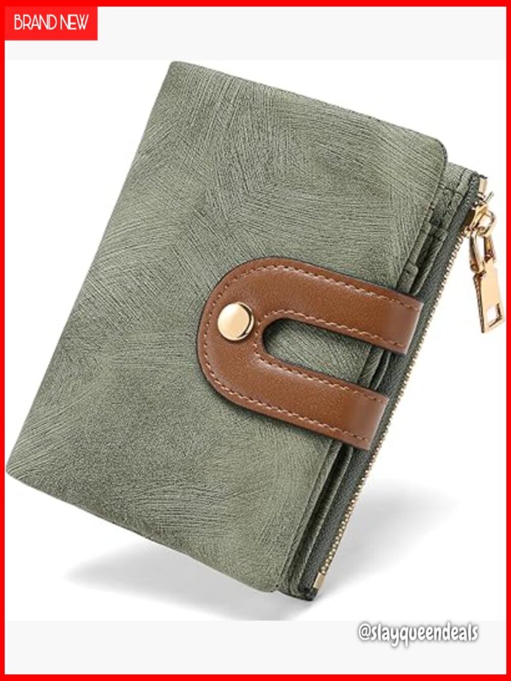 Compact Leather Bifold Wallet with RFID Blocking Zipper Coin Pocket